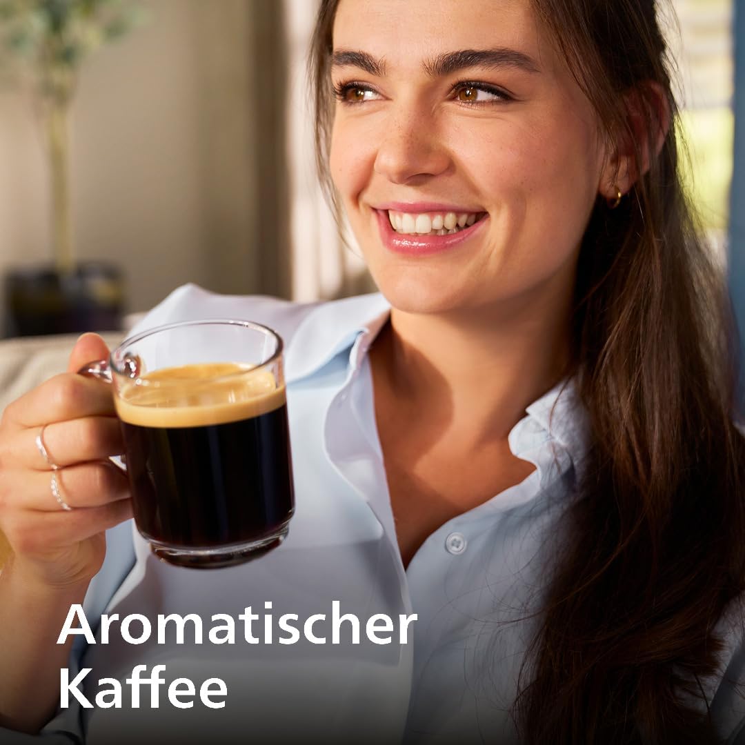 PHILIPS Serie 5500 Kaffeevollautomat (EP5544/50) – LatteGo Milchsystem, 20 heiße und kalte Kaffeespezialitäten, 40% leiser mit SilentBrew, QuickStart, Schwarz/Grau