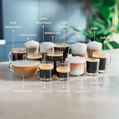 PHILIPS Serie 5500 Kaffeevollautomat (EP5544/50) – LatteGo Milchsystem, 20 heiße und kalte Kaffeespezialitäten, 40% leiser mit SilentBrew, QuickStart, Schwarz/Grau